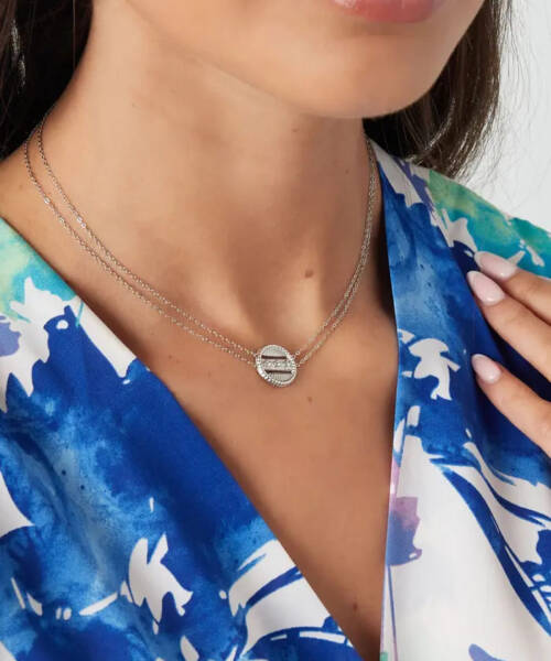 Colier dublu monedă cu pietre