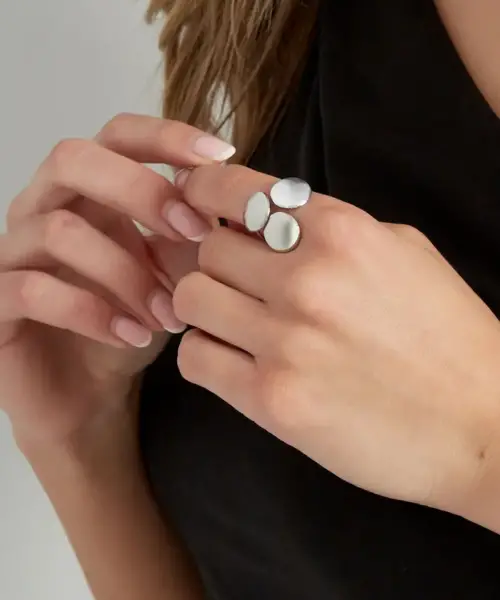 Inel trio cerc - argintiu