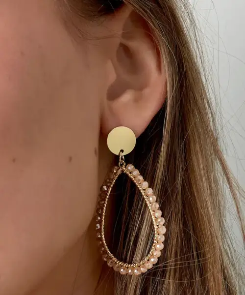 Cercei ovali - pastel roz