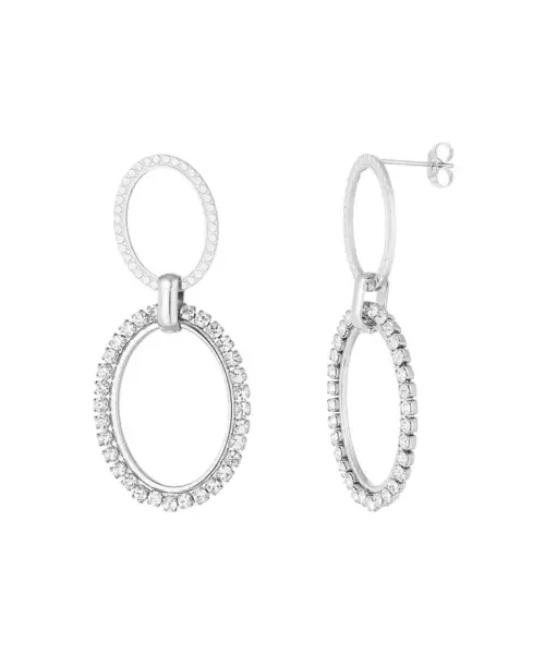 Cercei Sclipire de Diamant ovali - Argintiu