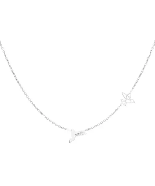 Colier 2 păsări - argintiu