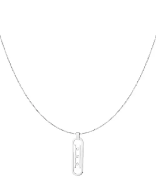 Colier cu piatră - argintiu