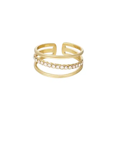 Inel 3 straturi cu un rând de pietre - auriu